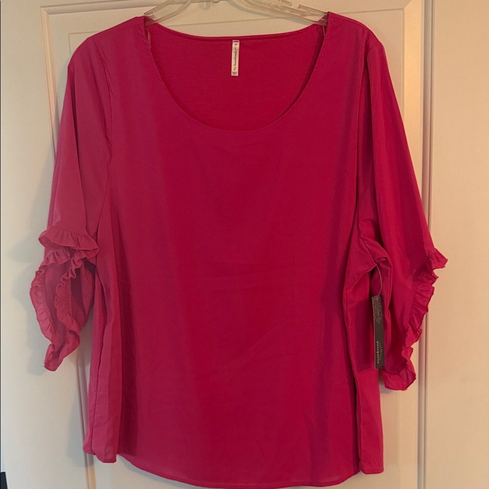 Passport-NWT Pink Ruffle Sleeve Top